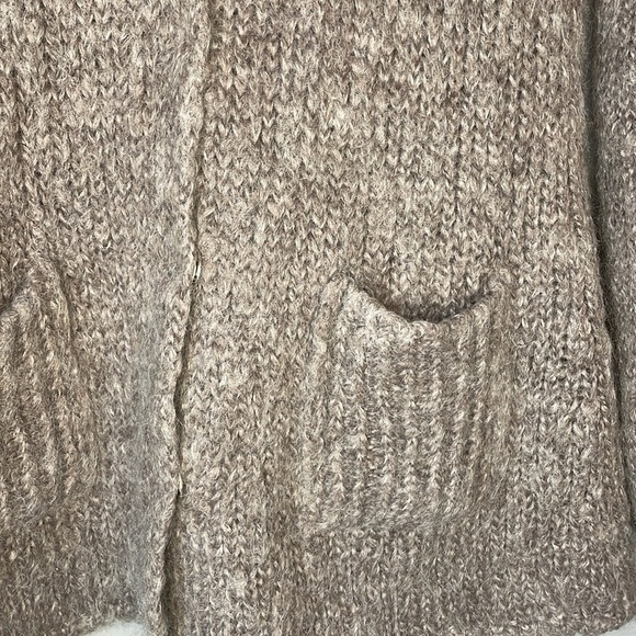 LAURIE B WOOL SOFT BROWN LONG SLEEVE SNAP BUTTON COLLARED CARDIGAN SWEATER, M - Picture 5 of 8